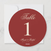 Simple Old Money Bold Red Wedding Table Numbers Feestdagenkaart (Achterkant)