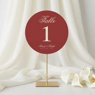 Simple Old Money Bold Red Wedding Table Numbers Feestdagenkaart
