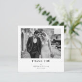 Simple Old Money Elegant Photo Wedding Square Bedankkaart (Staand voorkant)