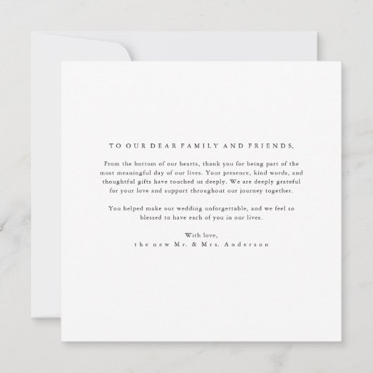 Simple Old Money Elegant Photo Wedding Square Bedankkaart (Achterkant)