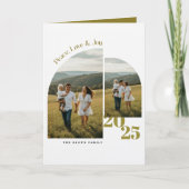 Simple Olive Green Arch Family Photo Christmas Feestdagen Kaart (Voorkant)