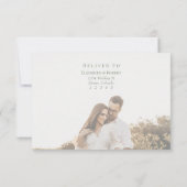 Simple Olive Green Custom Photo Wedding RSVP Card (Achterkant)