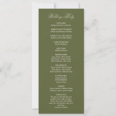 Simple Olive Green Wedding Flat Program Kaart (Achterkant)