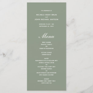 Simple Olive Green Wedding Menu-Kaarten Programmakaart