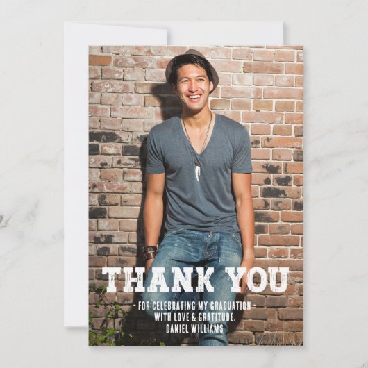 Simple One Photo Afstuderen Bedankkaart (Voorkant)