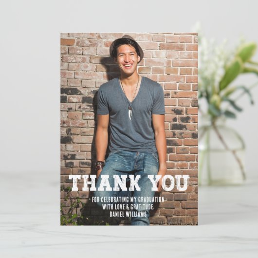 Simple One Photo Afstuderen Bedankkaart (Staand voorkant)