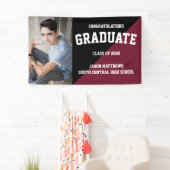 Simple One Photo Black Burgundy 2022-Afstuderen Spandoek (Insitu)