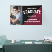 Simple One Photo Black Burgundy 2022-Afstuderen Spandoek (Beurs)