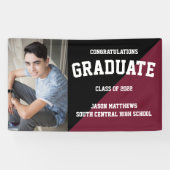 Simple One Photo Black Burgundy 2022-Afstuderen Spandoek (Horizontaal)