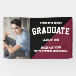 Simple One Photo Black Burgundy 2022-Afstuderen Spandoek