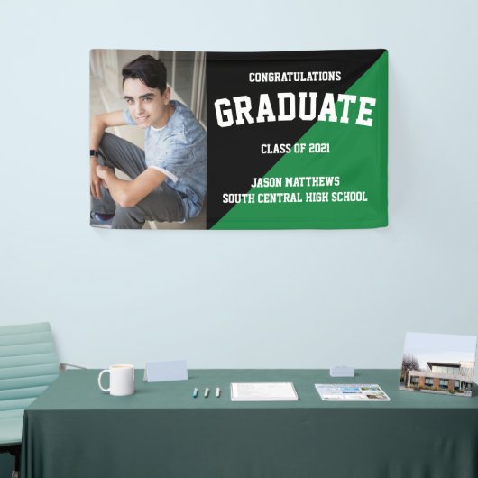Simple One Photo Black Green Afstuderen Banner (Beurs)