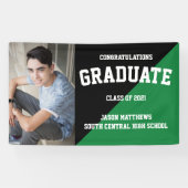 Simple One Photo Black Green Afstuderen Banner (Horizontaal)