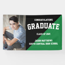 Simple One Photo Black Green Afstuderen Banner
