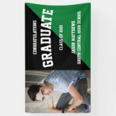 Simple One Photo Black Green Afstuderen Banner (Verticaal)