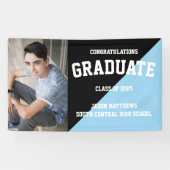 Simple One Photo Black Light Blue 2022-Afstuderen Spandoek (Horizontaal)