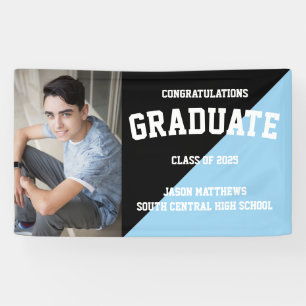 Simple One Photo Black Light Blue 2022-Afstuderen Spandoek