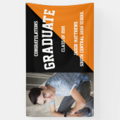 Simple One Photo Black Oranje Afstuderen Banner (Verticaal)