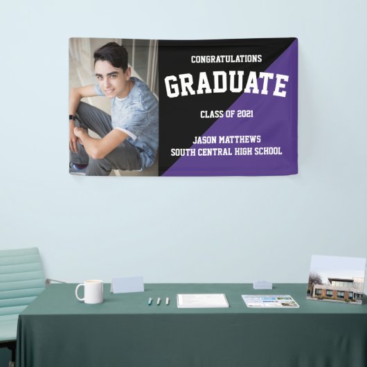Simple One Photo Black Paars Afstuderen Banner (Beurs)