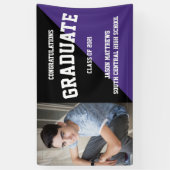 Simple One Photo Black Paars Afstuderen Banner (Verticaal)