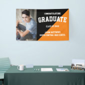 Simple One Photo Black Sinaasappel 2022-Afstuderen Spandoek (Beurs)
