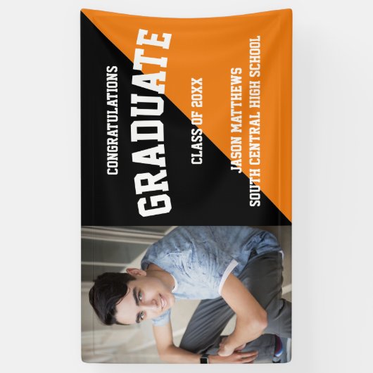 Simple One Photo Black Sinaasappel 2022-Afstuderen Spandoek (Verticaal)