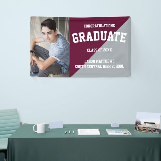 Simple One Photo Burgundy Grey Afstuderen Banner (Beurs)