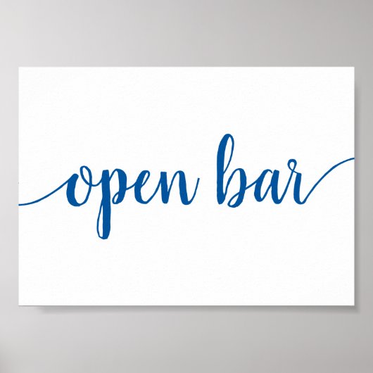 Simple Open Bar | French Blue Any Event Sign Poster (Voorkant)