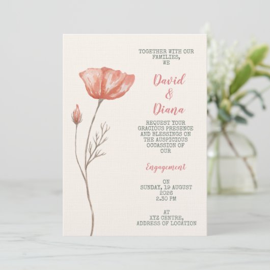 Simple Orange Color Invitation Kaart (Staand voorkant)