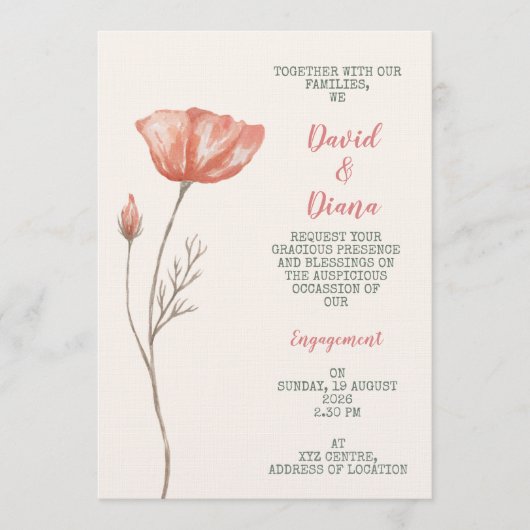 Simple Orange Color Invitation Kaart (Voorkant)