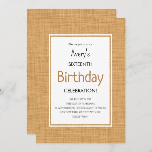 Simple Orange Textured Birthday Kaart (Voorkant / Achterkant)