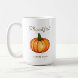 Simple Orange Watercolor Pumpkin Thanksgiving Koffiemok