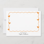 Simple Orange Wavy Border Heart Stationery Notitiekaartje (Voorkant)