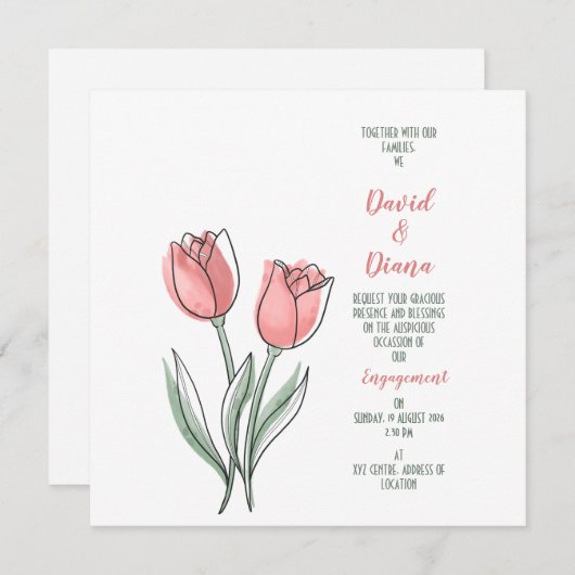 simple orange Wedding invitation (Voorkant / Achterkant)