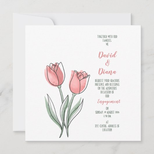 simple orange Wedding invitation (Voorkant)