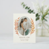 Simple Oranje Branch Weddenschap Foto bedankt Briefkaart (Staand voorkant)