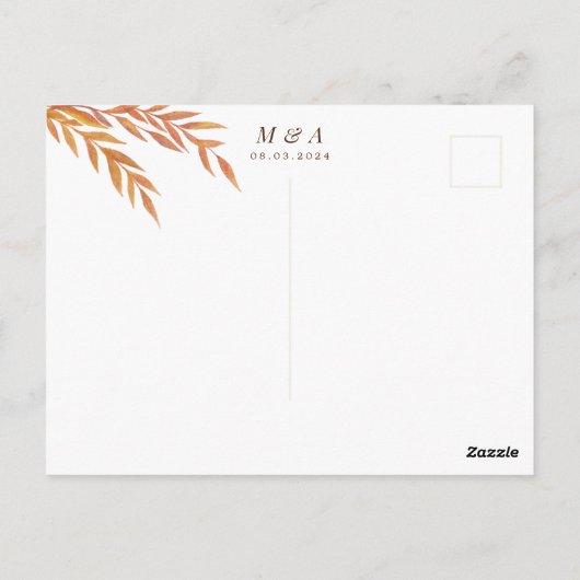 Simple Oranje Branch Weddenschap Foto bedankt Briefkaart (Achterkant)