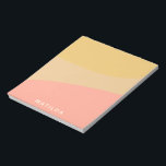 Simple Organic Shapes Sherbet Pastel Personalized Notitieblok<br><div class="desc">Een eenvoudig,  zoete kleur geblokkeerd ontwerp van organische vormen in zacht gele en zalmroze pastels,  gepersonaliseerd met naam of woorden van uw keuze.</div>