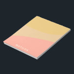 Simple Organic Shapes Sherbet Pastel Personalized Notitieblok<br><div class="desc">Een eenvoudig,  zoete kleur geblokkeerd ontwerp van organische vormen in zacht gele en zalmroze pastels,  gepersonaliseerd met naam of woorden van uw keuze.</div>