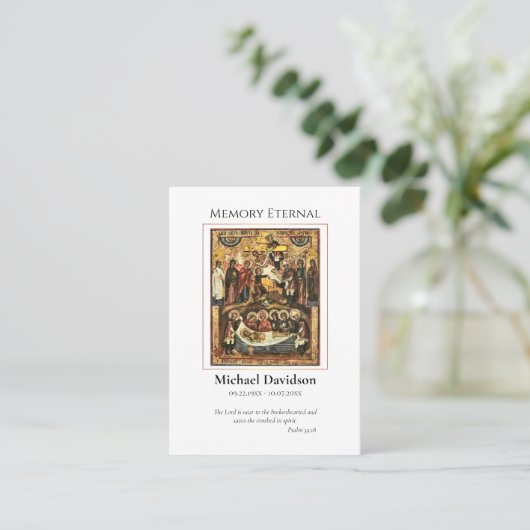 Simple Orthodox Christian Funeral Prayer Card Plaatskaartje (Staand voorkant)