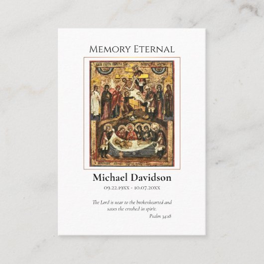 Simple Orthodox Christian Funeral Prayer Card Plaatskaartje (Voorkant)