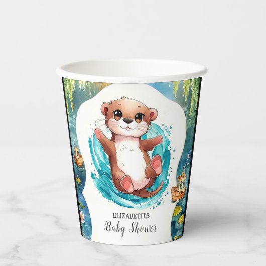 Simple Otter Baby shower Papieren Bekers (Voorkant)