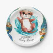 Simple Otter Baby shower Papieren Bordje (Voorkant)