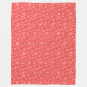 Simple Outlined Hearts and Leaves Fleece Deken (Voorkant)