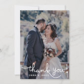 Simple Overlay Text Hand Lettering Weduwfoto Bedankkaart (Voorkant)