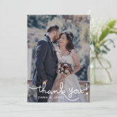 Simple Overlay Text Hand Lettering Weduwfoto Bedankkaart (Staand voorkant)