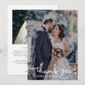 Simple Overlay Text Hand Lettering Weduwfoto Bedankkaart (Voorkant / Achterkant)