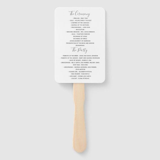 Simple Paars Wedding Program Hand Fan Handwaaier (Achterkant)