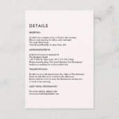 Simple Pale Pink Wedding Details  Informatiekaartje (Voorkant)