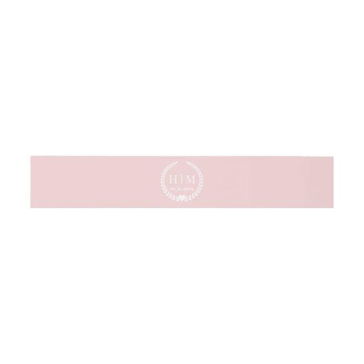 Simple Pale Rose Pink Monogram Invitation Uitnodigingen Wikkel (Vlak)