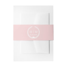 Simple Pale Rose Pink Monogram Invitation Uitnodigingen Wikkel